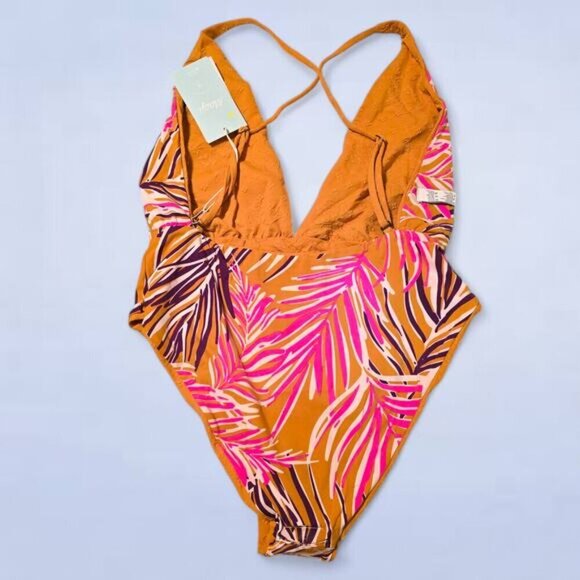 Maaji Reversible Safari Caramel‎ Brown V-Plunge One Piece Swimsuit - Size Large - Picture 6 of 9